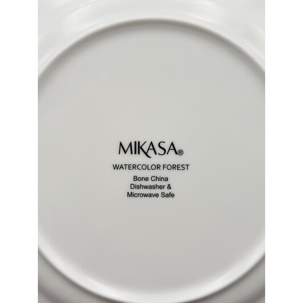 Mikasa Bone China Watercolor Forest Christmas Pine Tree 11" Dinner Plate Set 3 - Picture 4 of 4